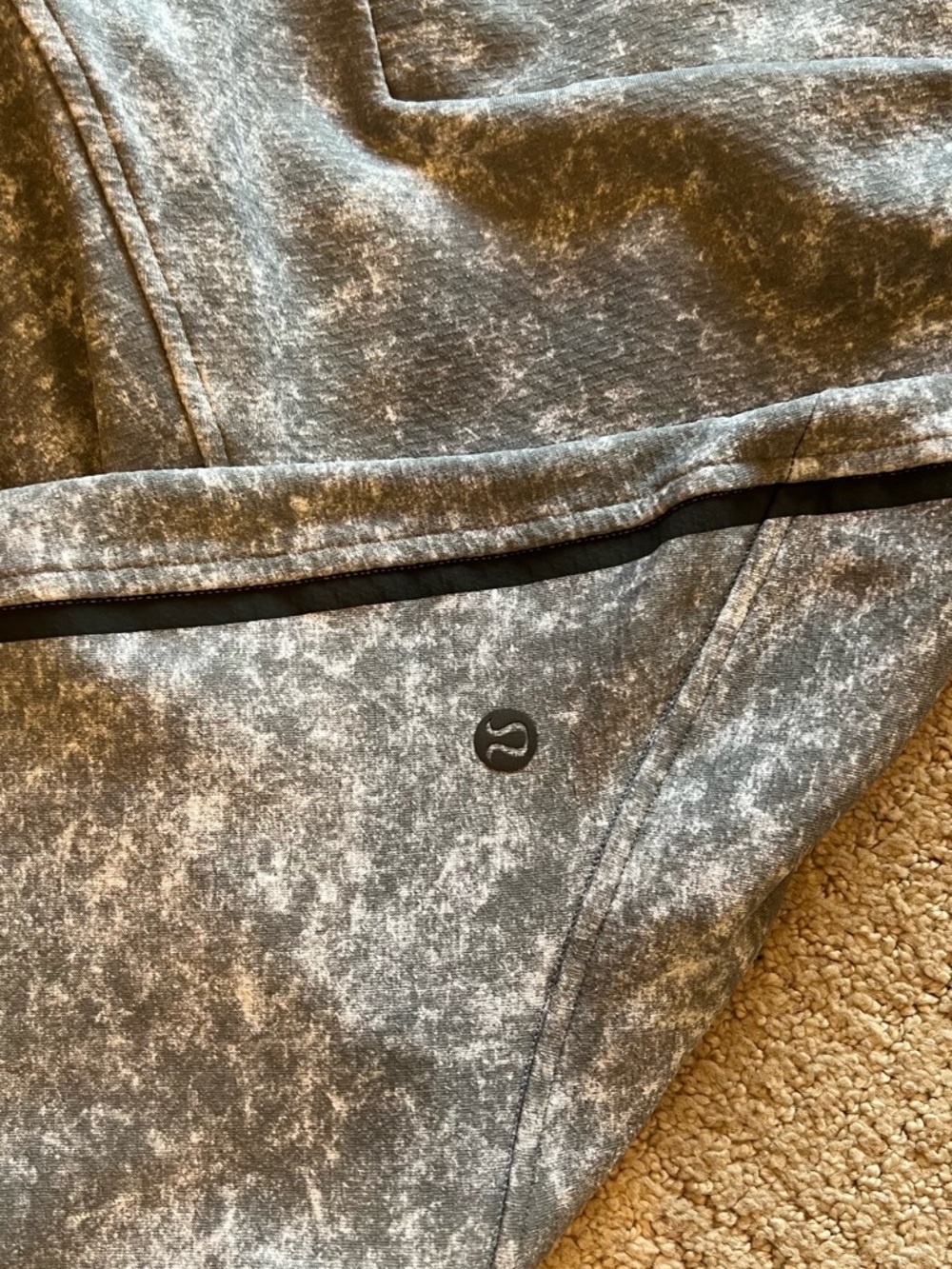 lululemon White and Light Gray Waffle-Texture Active Top